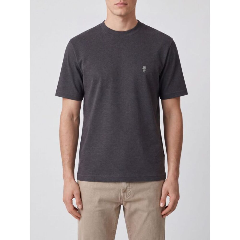 Eleventy Slim Fit Crewneck T-Shirt In Pure Cotton With Tone-On-Tone Logo